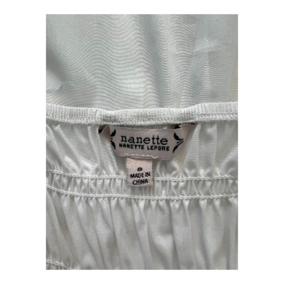 ๐ ๐คโจ NWOT NANETTE LEPORE White Sleeveless Ruched Midi Dress | Sz 8 - Picture 7 of 9